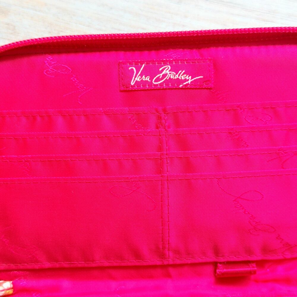 Vera Bradley Y2K Wristlet Raspberry Fizz Zip Around Wallet Pink Floral Paisley - Picture 5 of 11